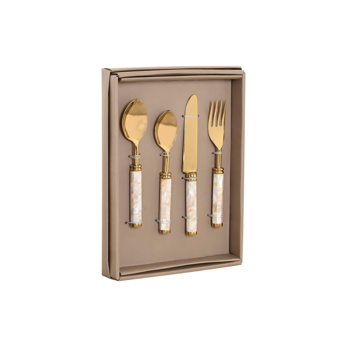Cutlery Home ESPRIT White Golden Stainless steel Mother of pearl 4,5 X 2 X 21 CM 16 Pieces