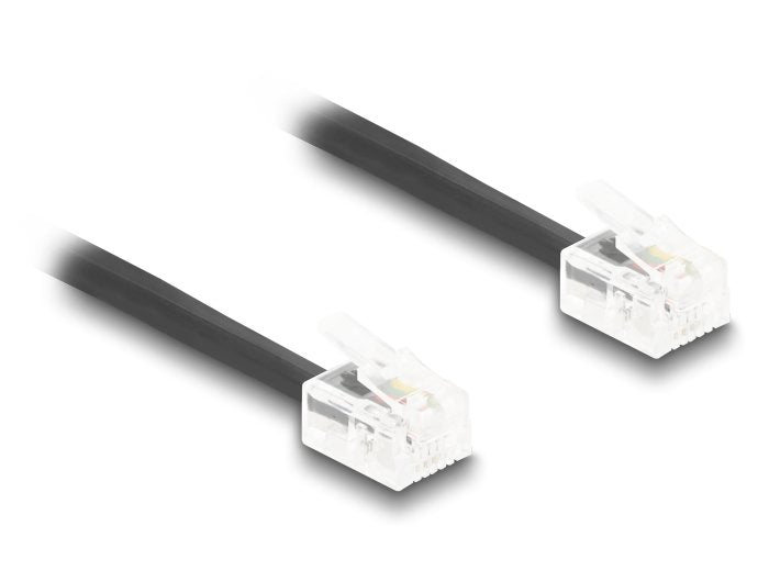 Delock Cable Telefónico Cable Espiral RJ11 Connector Male a RJ11 Connector Male Black 10M