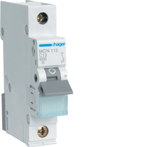 Hager Switch Magnetotérmico MCN113 1POLOS 6KA C-13A 1M