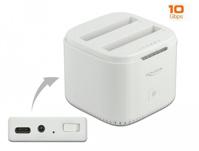 Delock 63084 Base Connection Hard Drive USB 3.2 Gen 2 (3.1 Gen 2) Type-c White