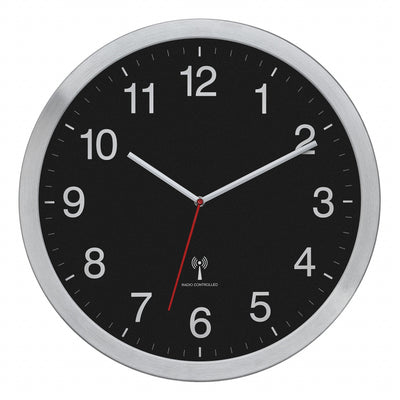 Watch Wall Tfa Analógico XL Radiocontrolado With Frame Aluminium Black/Silver Ø 40CM) 60.3545.01 — image 1
