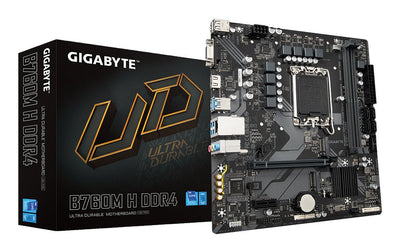 Gigabyte Motherboard B760M H DDR4 INTEL1700 2X DDR4 - M.2, Sata, PCIE3.0 - Hdmi, VGA, Dp, RJ-45, USB 3.2 - mic — image 1