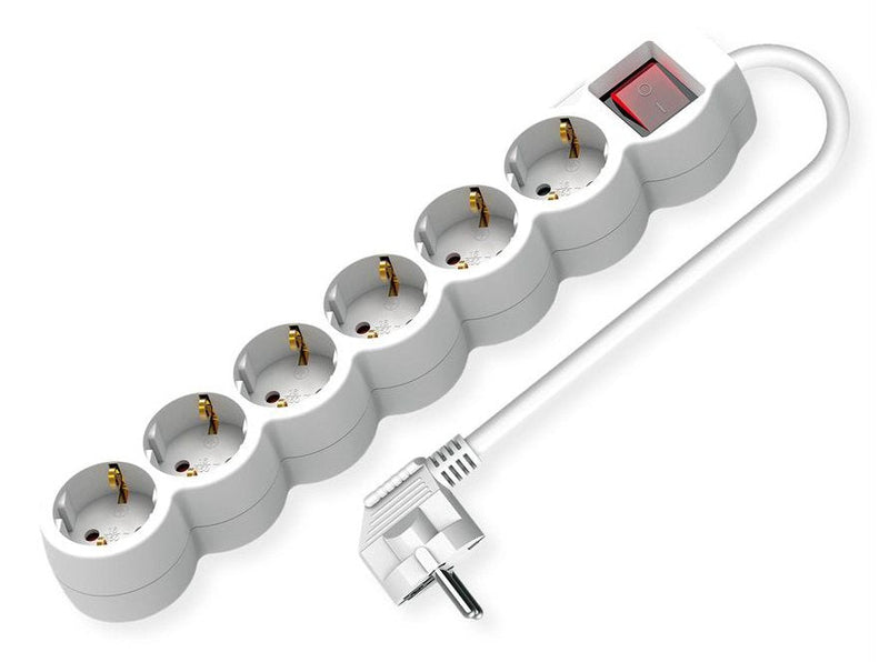Value 6-VÍAS Power Strip Plugs With Switch Runde Sockets White 3M