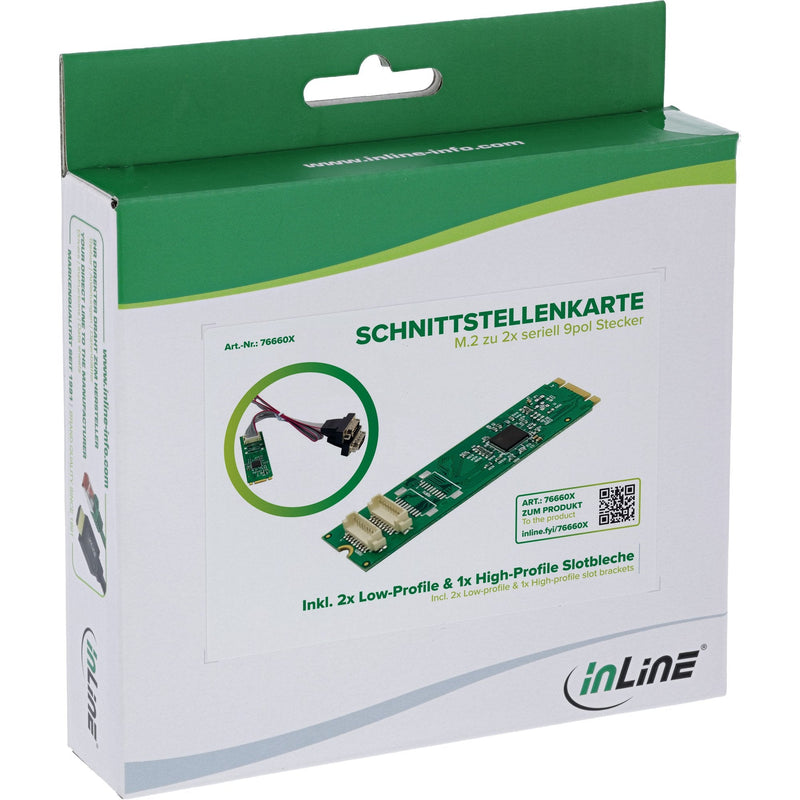 Inline Card Interfaz M.2A 2X Serie 9POL Connector Male