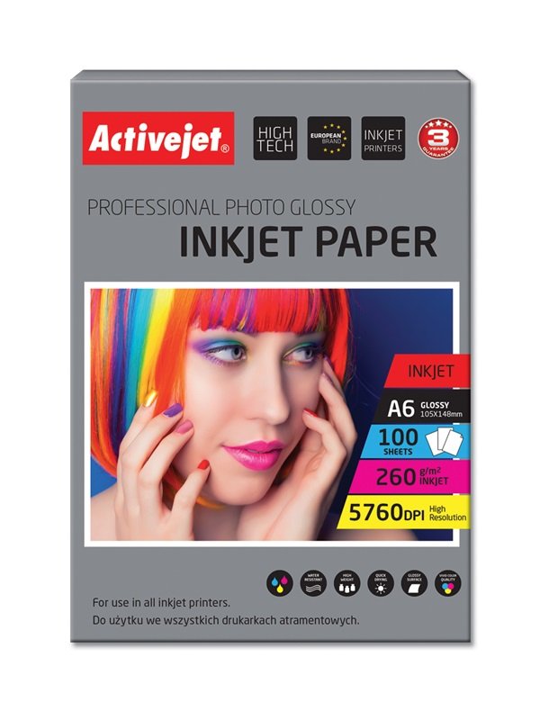 Activejet Paper Satinado AP6-260GR100 (A6 - 100 Units