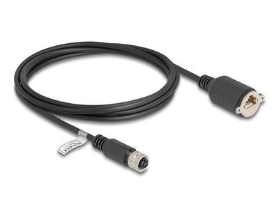 Delock M12 Cable D-kodiert 4 Pin Female a RJ45 Female CAT.5E FTP 2M Black — image 1