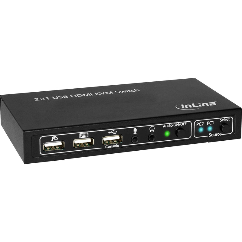 Inline Switch KVM 2X1 Hdmi, 2X1, HDMI 4K2K, Hub USB 2.0, With Audio