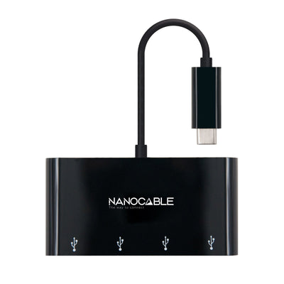 Nanocable Adapter USB-C a 4x USB 3.0. USB-C/M-USB 3.0/H - 10CM - Black — image 1