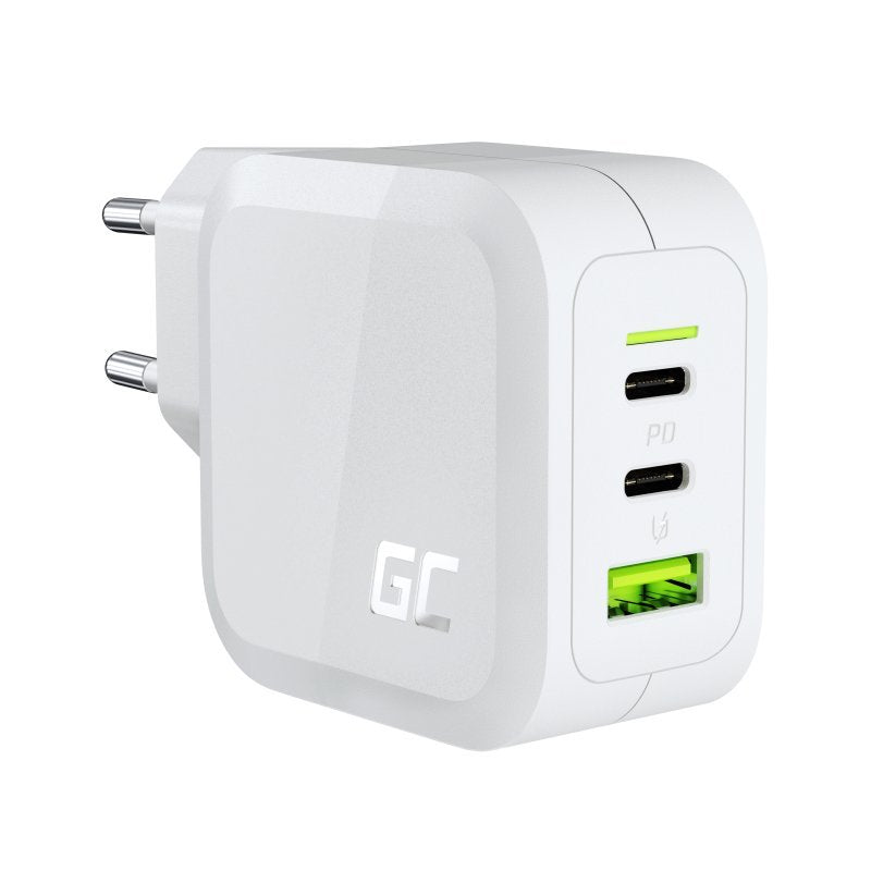 Green Cell Charger 2x USB-C 1x USB-A 65W White