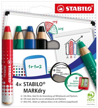Stabilo Marcador Seco Whiteboard White/Paper Markdry Box 4 C/Surtidos
