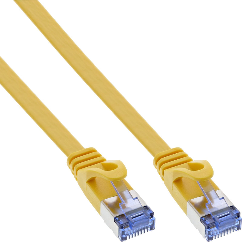 Inline Network Cable Flat , U/FTP, CAT.6A, Yellow 5M
