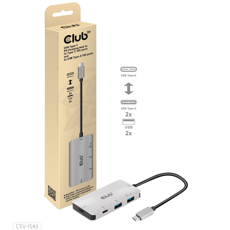CLUB3D USB GEN2 Type-c Pd Hub Charging a 2X Ports Type-c 10G And 2X Ports USB Type-a 10G