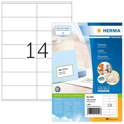 Herma Labels Premium A4 White 105X42 Mm Paper 1400 Units — image 1