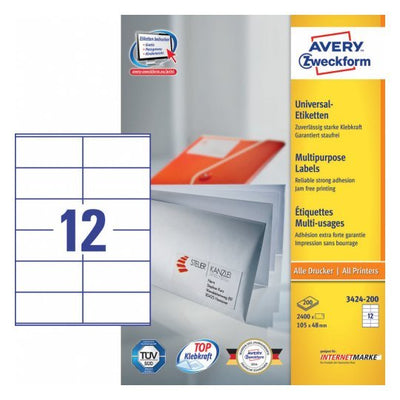 Avery Zweckform Labels 3424-200 White 105,0 X 48,0MM — image 1
