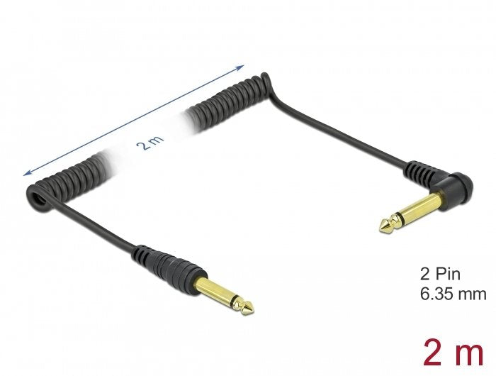 Delock Cable Audio Espiral 6,35MM 2M Black