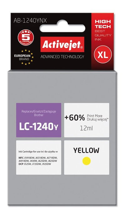 Activejet Ink AB-1240YNX (reemplazo Brother LC1240Y / 1220Y - Supreme - 12ML - Yellow — image 1