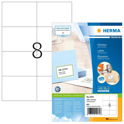 Herma Labels Premium A4 White 105X74 Mm Paper 800 Units — image 1