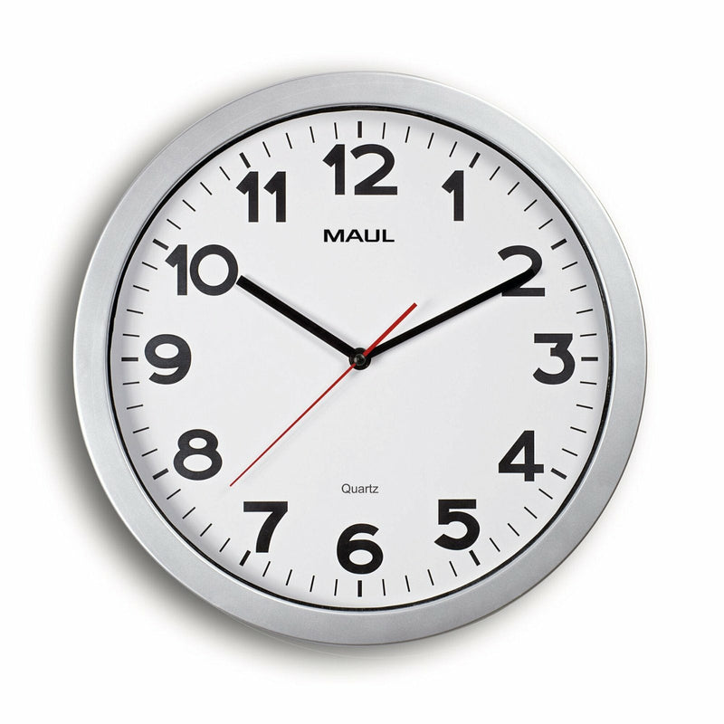 Maul Watch Wall Maulstep, 35CM, Quarzuhr, Includes Batt., Silver