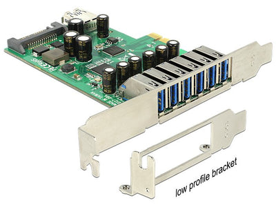 Delock 89377 Card Pci Expr - 6x USB 3.0 Ext + 1x USB 3.0 Int + Lowpro — image 1