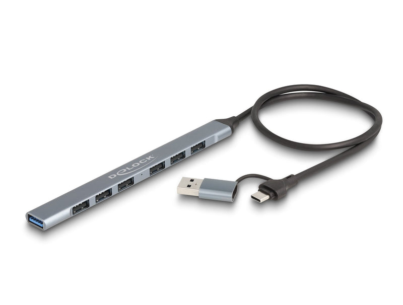 Delock Hub 7 Port Slim USB With USB Type-c Or USB Typ-a
