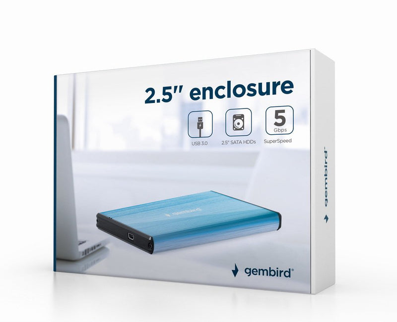 Gembird EE2-U3S-3-B External Enclosure HDD USB 3.0 2.5 Aluminium Brushing Blue