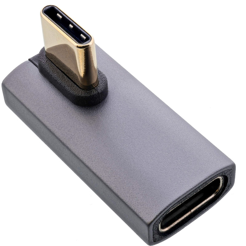 Inline® USB4 Adapter, USB-C Plug/Socket Vertical Right/Left Angled, Alu, Grey