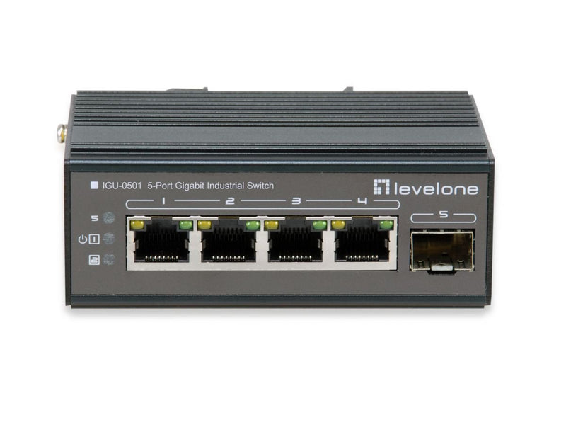 Switch Levelone 5 Ports Gigabit PoE Carril Din, -30 ° C a 65 ° C