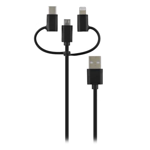 Tnb Way - USB/Micro USB 3 1 - USB-C - Cable Charging And Sincronización Lightning 1M - Black — image 1