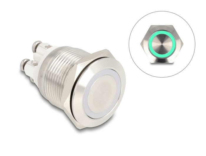 Pulsador Assembly 19MM 4 X Borne Screw LED Green