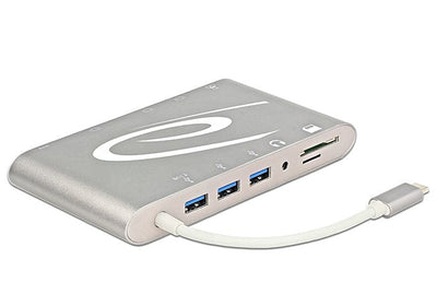 Delock Dockingstation USB Type-c™ 3.1 4K HDMI Mini DisplayPort VGA RJ45 LAN Reader Tarj. - Grey Silver — image 1