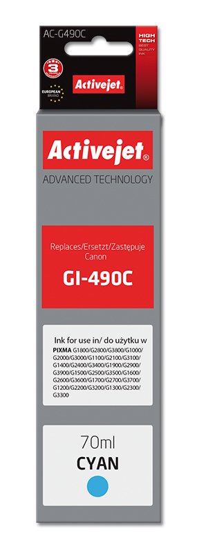 Activejet Ink AC-G490C (reemplazo Canon GI-490C - Supreme - 70ML - Cyan