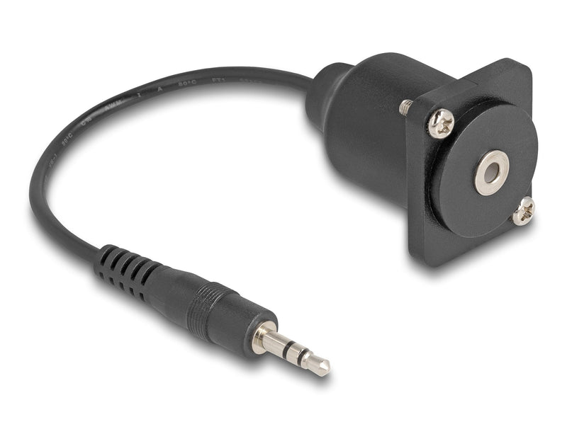 Delock D-typ Cable 3,5MM 3 Pin a Female Black 20CM