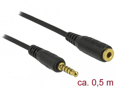 Delock Cable Extensión Connector Stereo 3,5MM 5 Pines, Male a Female 0,5M Black — image 1