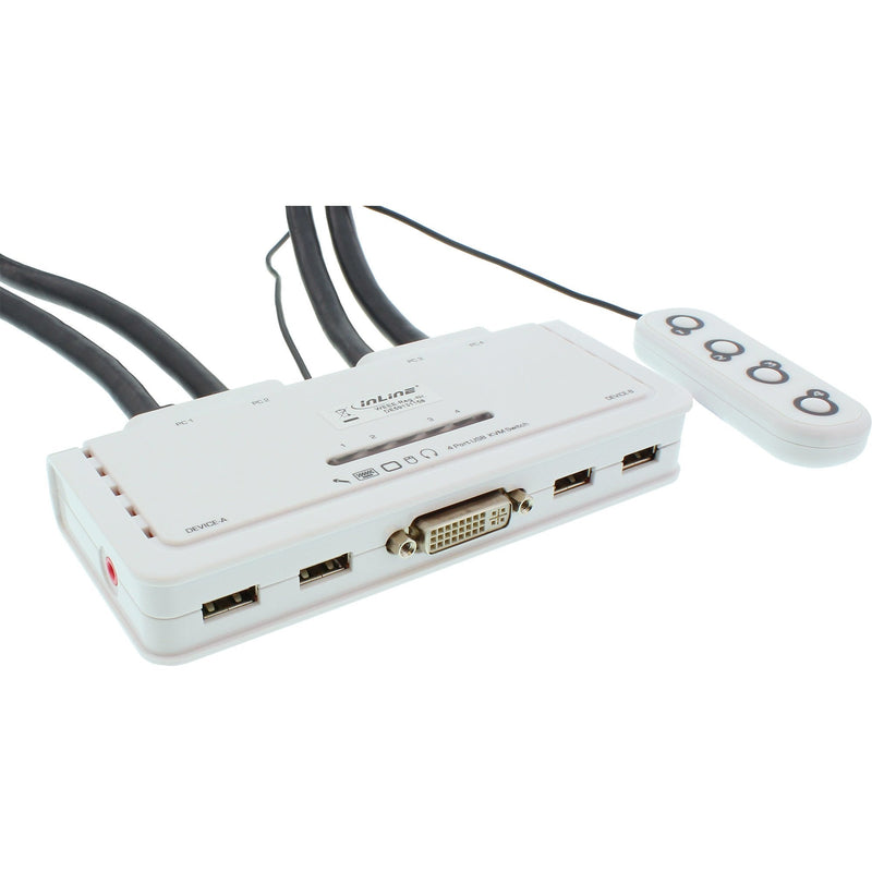 Inline Switch KVM 4 Ports DVI-d + USB + Audio Incl. 2 Juegos Cables