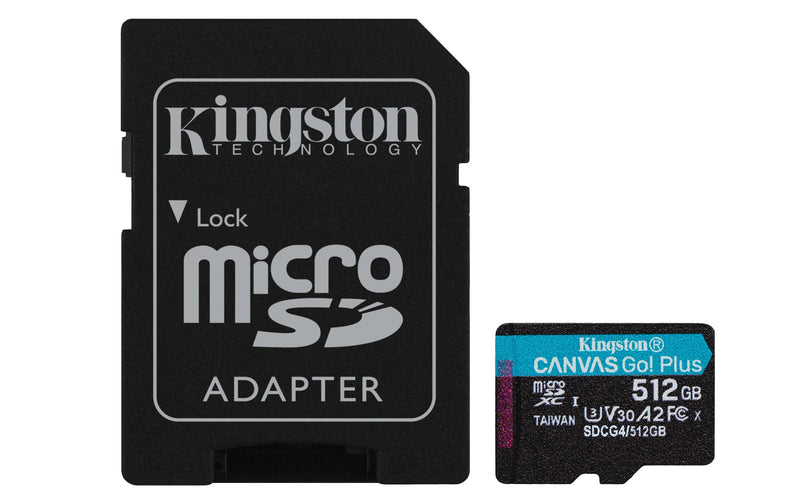 Kingston microSD 512GB Microsdxc Canvas Go! Plus GEN4 A2 U3 V30 + Adapter