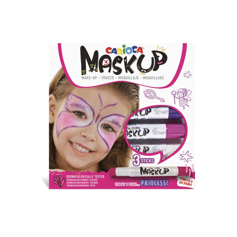 Carioca Mask Up Pack 3 Colours Leather Princess - Colours Brillantes - Lavables - Base Water - Includes Dos
