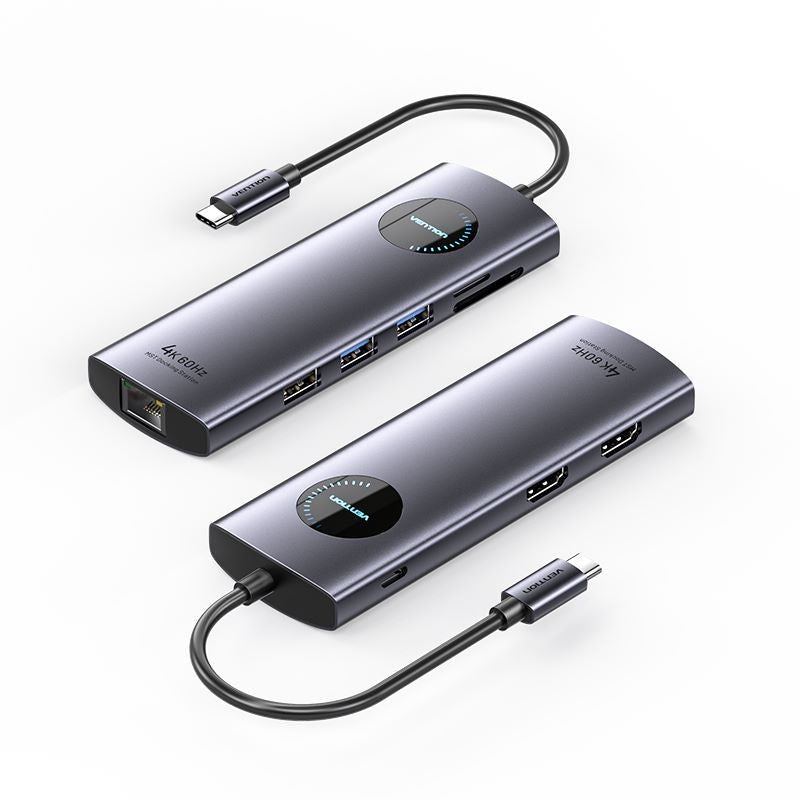 Vention Docking USB Type-c Tqvhb 2x HDMI 3x USB 1x RJ45 1XLECTOR Cards 1x USB Type-c Pd Grey