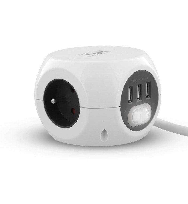 Tnb 2 In 1 Multi-socket Adapter With 3 X 16A Earthing Contacts And 3 USB 2.4A Ports - White