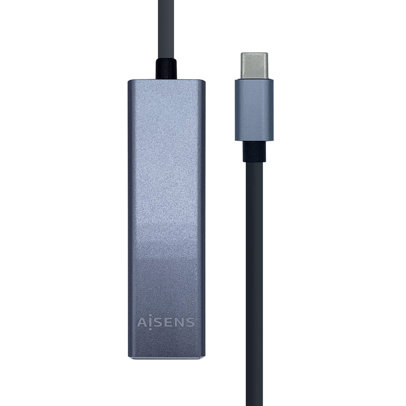 Aisens Converter USB 3.1 GEN1 USB-C a Ethernet Gigabit 10/100/1000Mbps + Hub 3XUSB3.0 - 15CM - Grey
