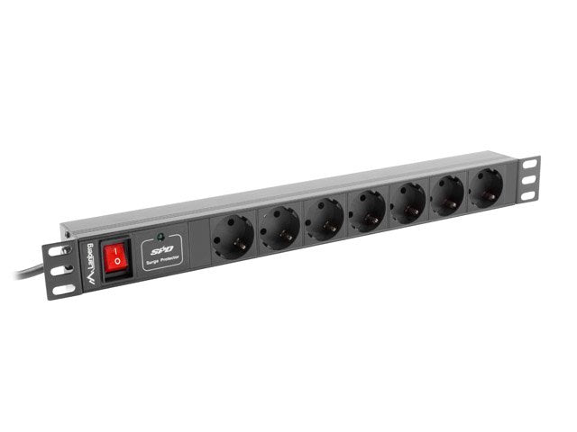 Lanberg Power Strip 16A - 7 Schuko Rack 1U Cabinet 19\1 PDU-07F-0200-BK