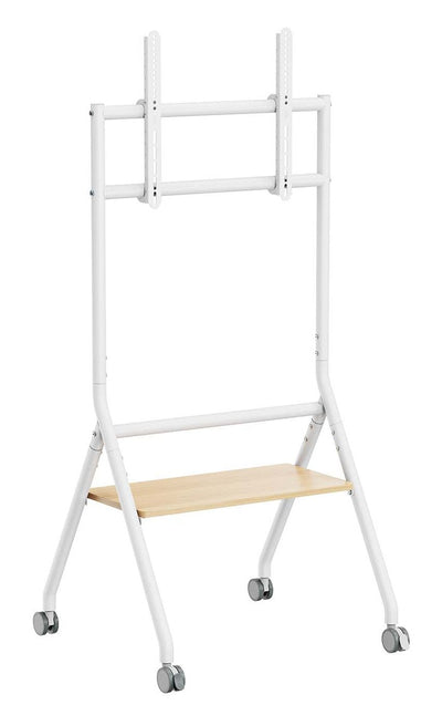 Aisens Stand Floor Eco With Wheel 1 Tray Screen Interactive/TV 80KG 37-86, White + Wood — image 1