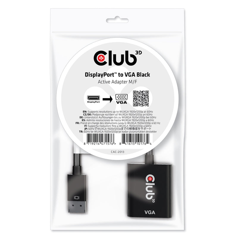 CLUB3D Adapter DisplayPort VGA Aktiv M/H Black