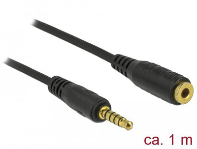 Delock Cable Alargador Klinke 3,5MM 5 Pin Connector Male a Female 1M Black — image 1