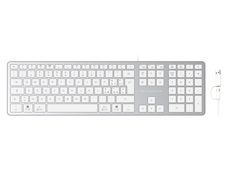 Conceptronic USB Keyboard Slim USB-A/USB-C Layout It Ws