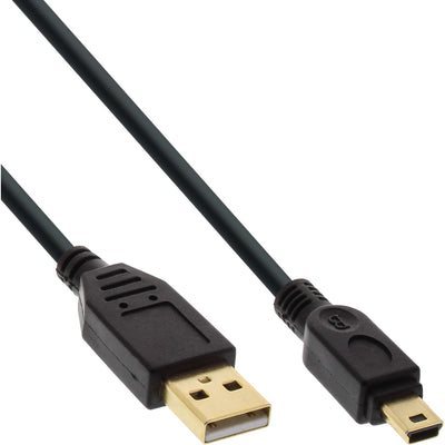 Inline USB 2.0 Mini Cable Type a Male a Mini-b Male 5 Pines Black / Gold 1M — image 1