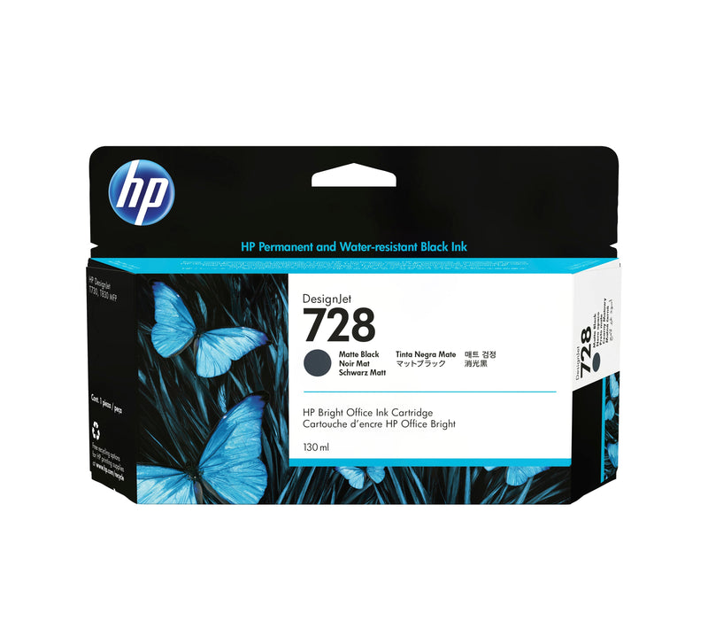 HP 728 Black Matte Ink Cartridge Genuine - 3WX25A