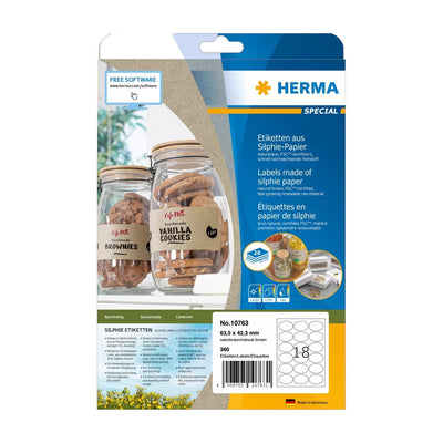 Herma Labels Silphie A4 20 Hojas 63.5X42.3 Oval — image 1