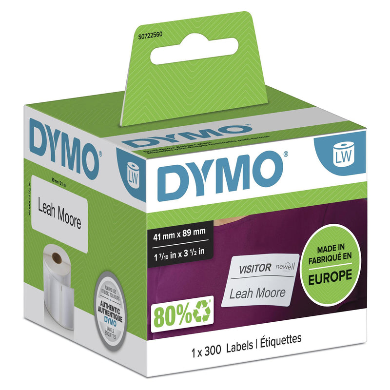 Dymo Label Lw Identificación 89X41MM, 1 Roll Labels (300) Paper White