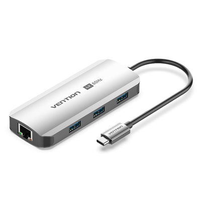 Vention Docking USB Type-c Tqhhb 1x HDMI 4K 3x USB 1x USB Type-c Pd 1x RJ45 Grey — image 1
