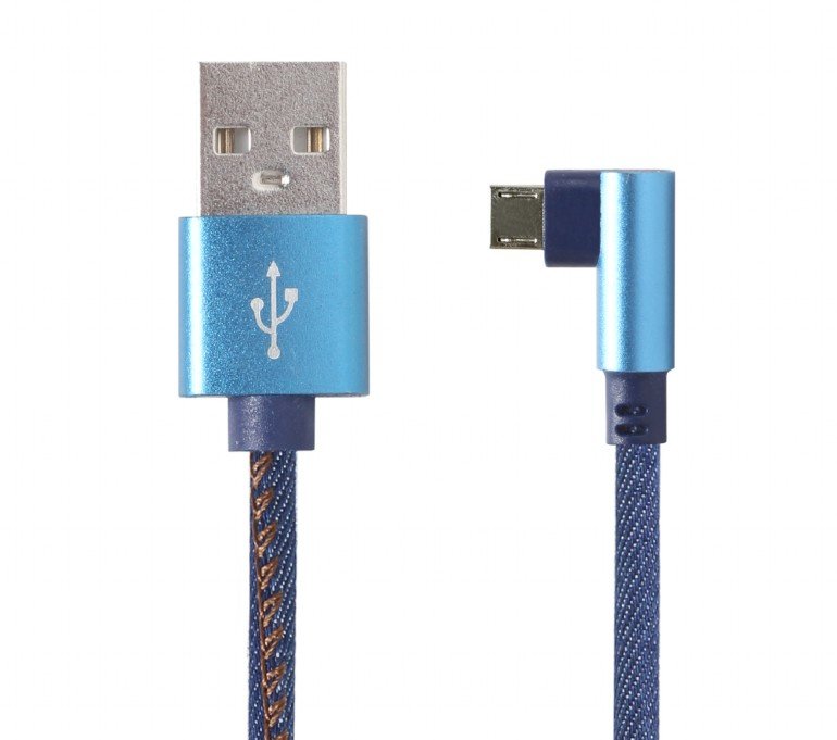 Cablexpert USB Cable 2.0A/M-micro USB B/M Acodado 1.8M Blue Jeans
